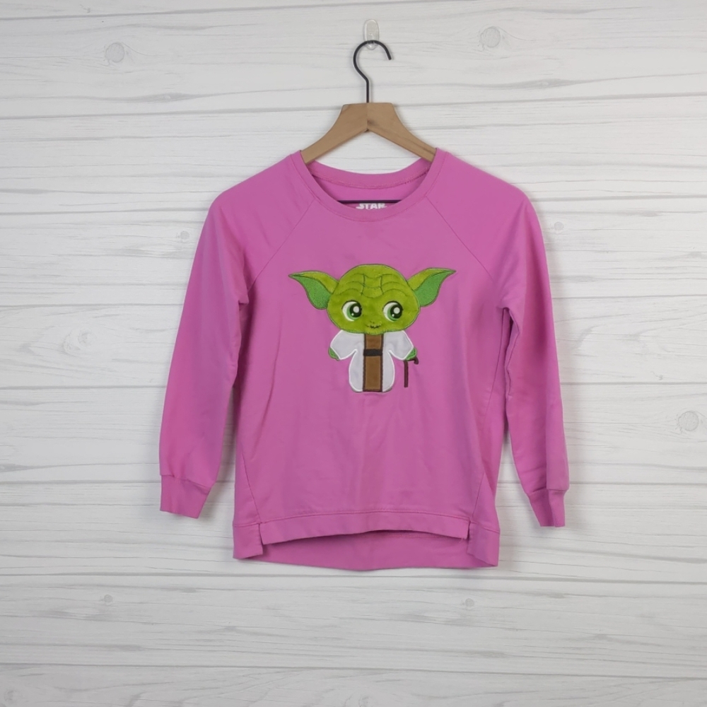 Star Wars girls pink furry Yoda sweater